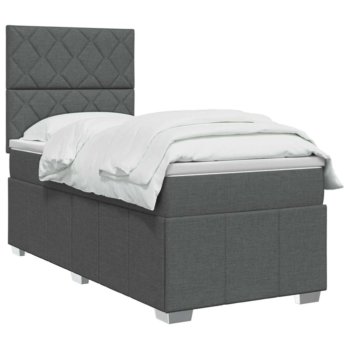 Pat cu arcuri LED și saltea Gri închis 90 x 190 cm Țesătură - WALTI WALTI