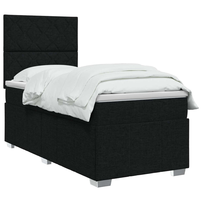 Pat cu arcuri LED și saltea Negru 90 x 190 cm Țesătură WALTI