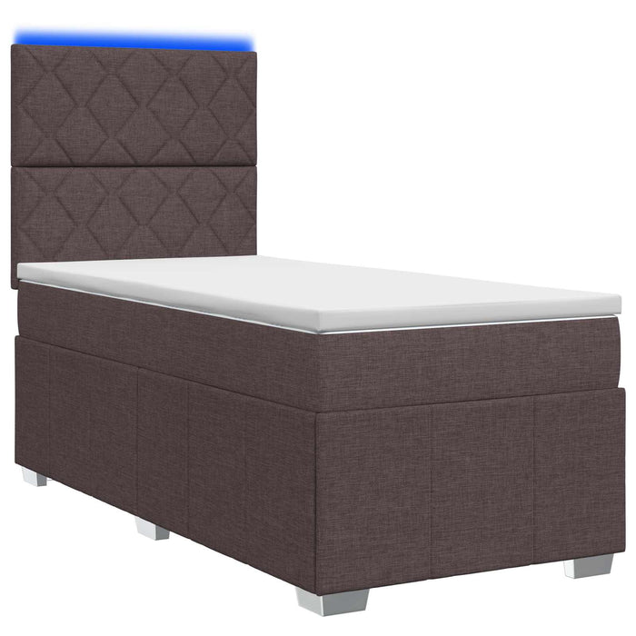 Pat cu arcuri LED și saltea Maro închis 90 x 200 cm Țesătură - WALTI WALTI