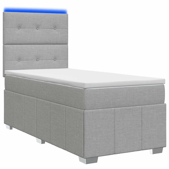 Pat cu arcuri LED și saltea Gri deschis 100 x 200 cm Țesătură WALTI