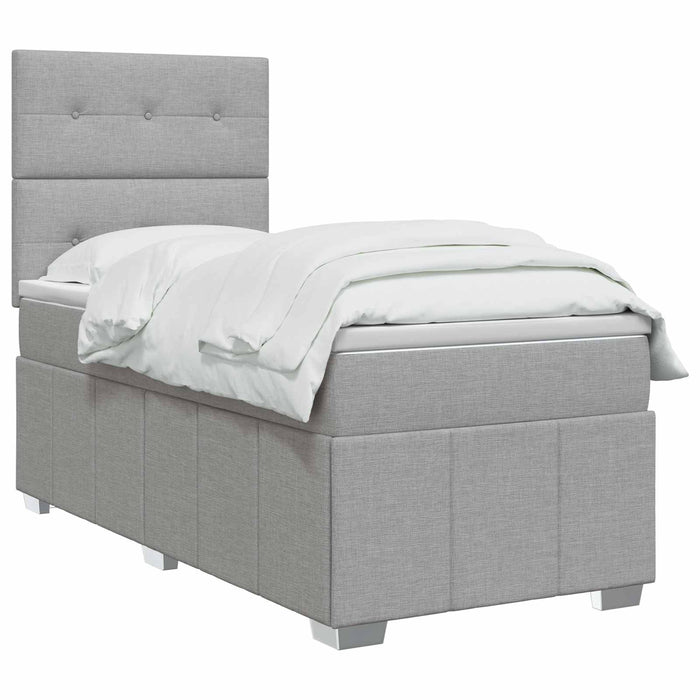 Pat cu arcuri LED și saltea Gri deschis 100 x 200 cm Țesătură WALTI