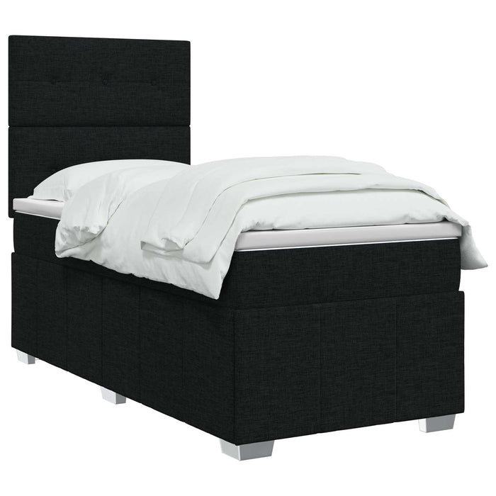 Pat cu arcuri LED și saltea Negru 100 x 200 cm Țesătură - WALTI WALTI