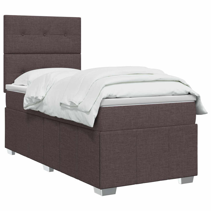 Pat cu arcuri LED și saltea Maro închis 100 x 200 cm Țesătură - WALTI WALTI