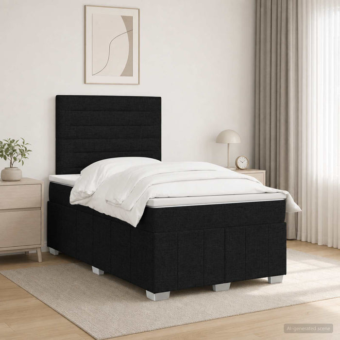 Pat cu arcuri LED și saltea Negru 120 x 200 cm Țesătură - WALTI WALTI