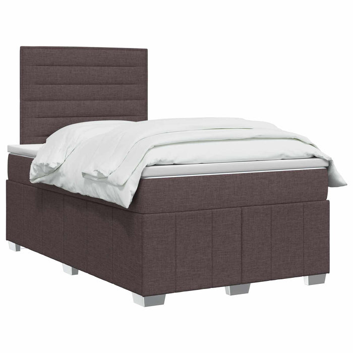 Pat cu arcuri LED și saltea Maro închis 120 x 190 cm Țesătură WALTI