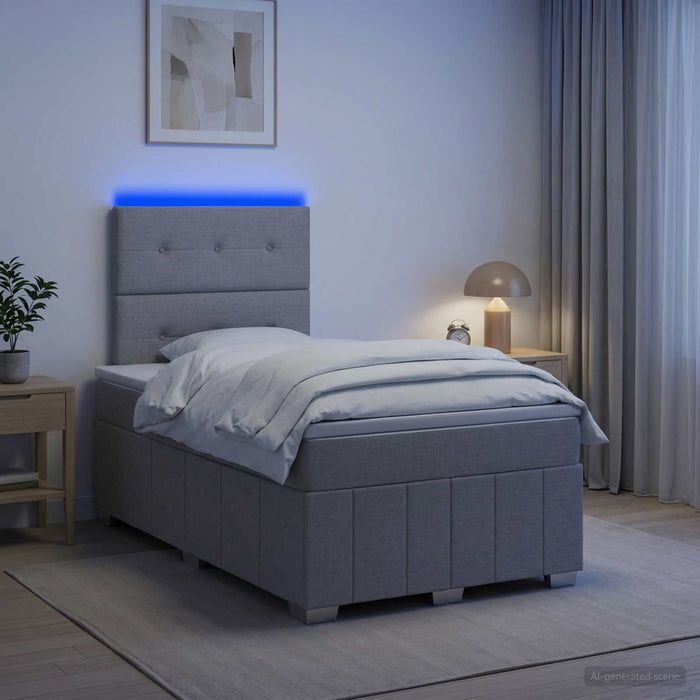 Pat cu arcuri LED și saltea Gri deschis 120 x 190 cm Țesătură WALTI