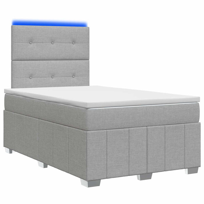 Pat cu arcuri LED și saltea Gri deschis 120 x 190 cm Țesătură WALTI
