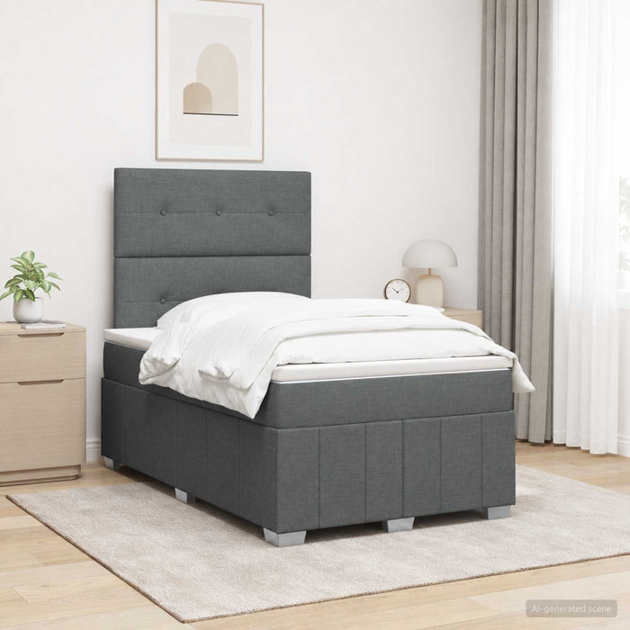 Pat cu arcuri LED și saltea Gri închis 120 x 190 cm Țesătură - WALTI WALTI