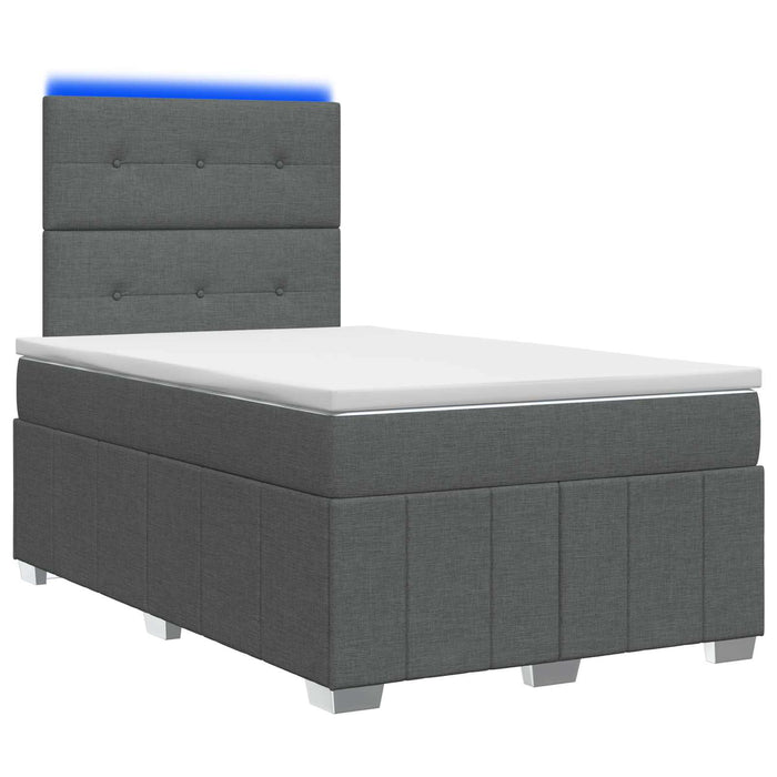 Pat cu arcuri LED și saltea Gri închis 120 x 190 cm Țesătură - WALTI WALTI