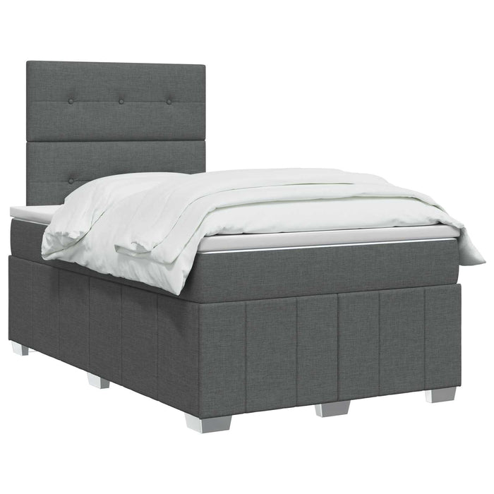Pat cu arcuri LED și saltea Gri închis 120 x 190 cm Țesătură - WALTI WALTI