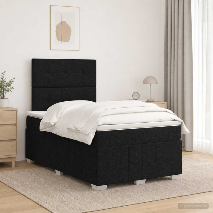 Pat cu arcuri LED și saltea Negru 120 x 190 cm Țesătură - WALTI WALTI