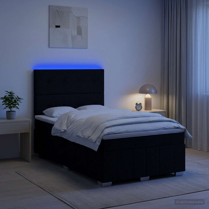 Pat cu arcuri LED și saltea Negru 120 x 190 cm Țesătură - WALTI WALTI
