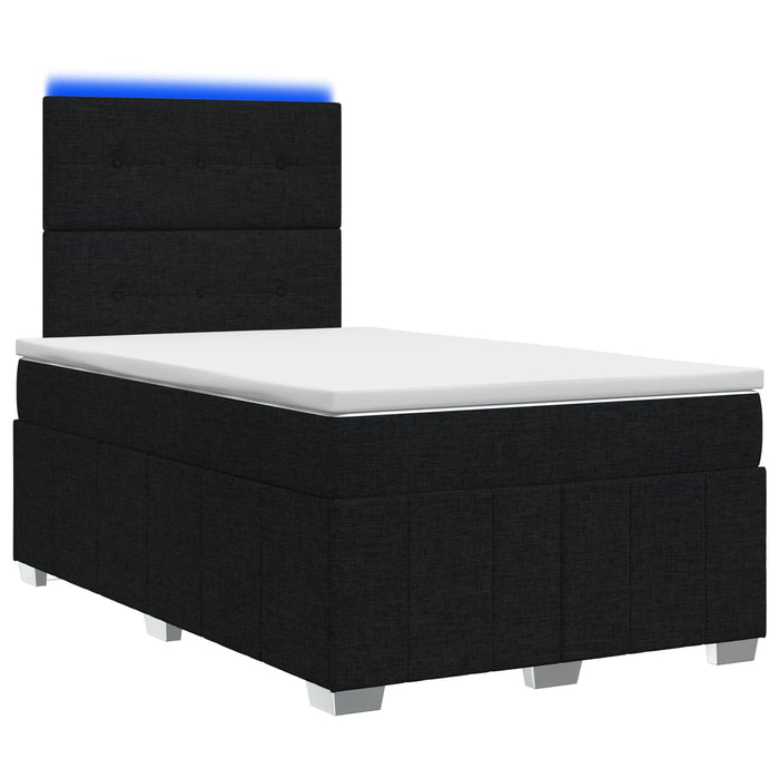 Pat cu arcuri LED și saltea Negru 120 x 190 cm Țesătură - WALTI WALTI