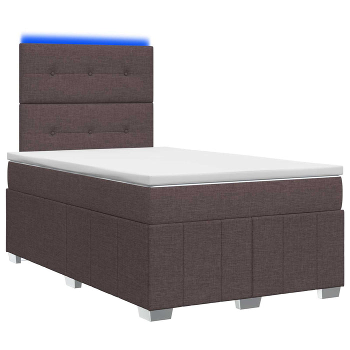 Pat cu arcuri LED și saltea Maro închis 120 x 190 cm Țesătură - WALTI WALTI