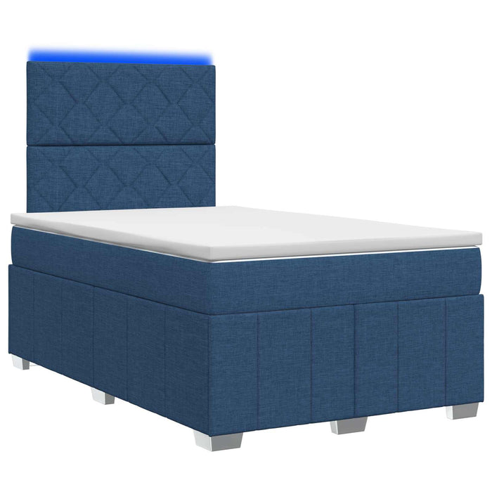 Pat cu arcuri LED și saltea albastru 120 x 190 cm Țesătură WALTI