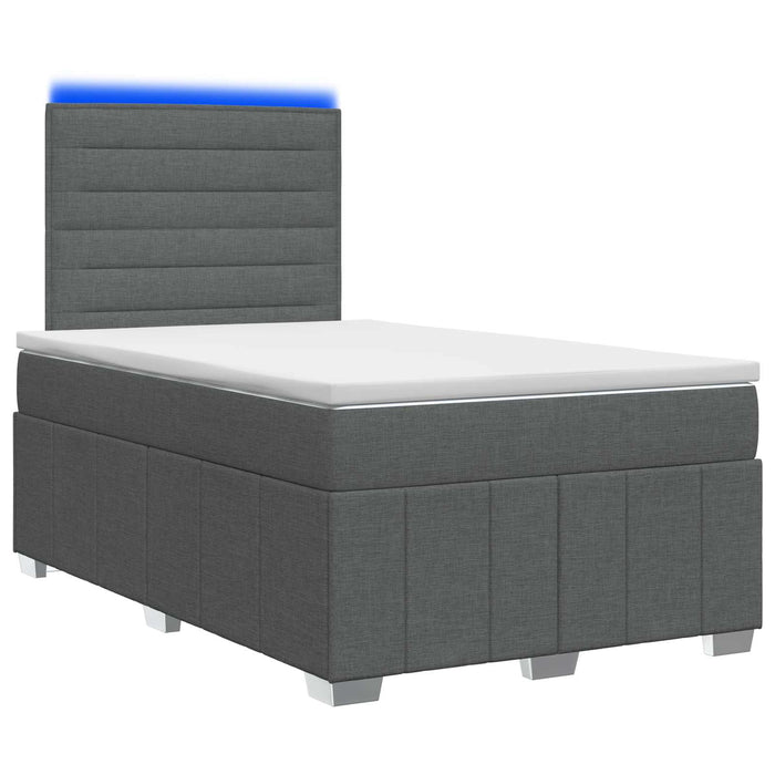 Pat cu arcuri LED și saltea Gri închis 120 x 200 cm Țesătură WALTI