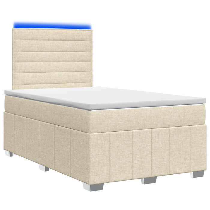 Pat cu arcuri LED și saltea Crem 120 x 200 cm Țesătură WALTI
