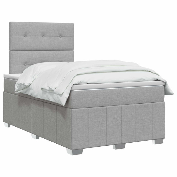 Pat cu arcuri LED și saltea Gri deschis 120 x 200 cm Țesătură WALTI