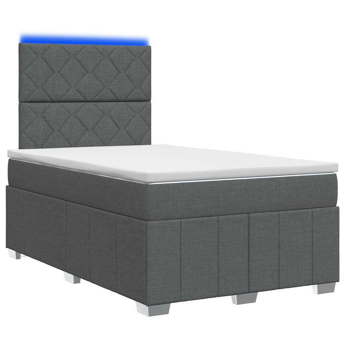Pat cu arcuri LED și saltea Gri închis 120 x 200 cm Țesătură WALTI