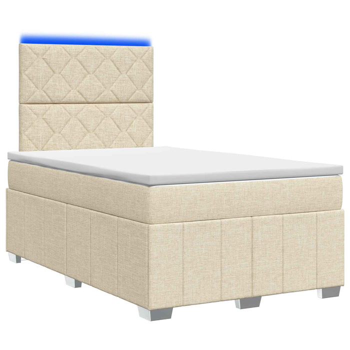 Pat cu arcuri LED și saltea Crem 120 x 200 cm Țesătură WALTI