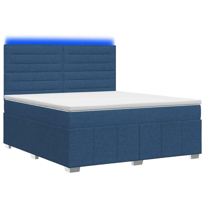 Pat cu arcuri LED și saltea albastru 140 x 190 cm Țesătură WALTI