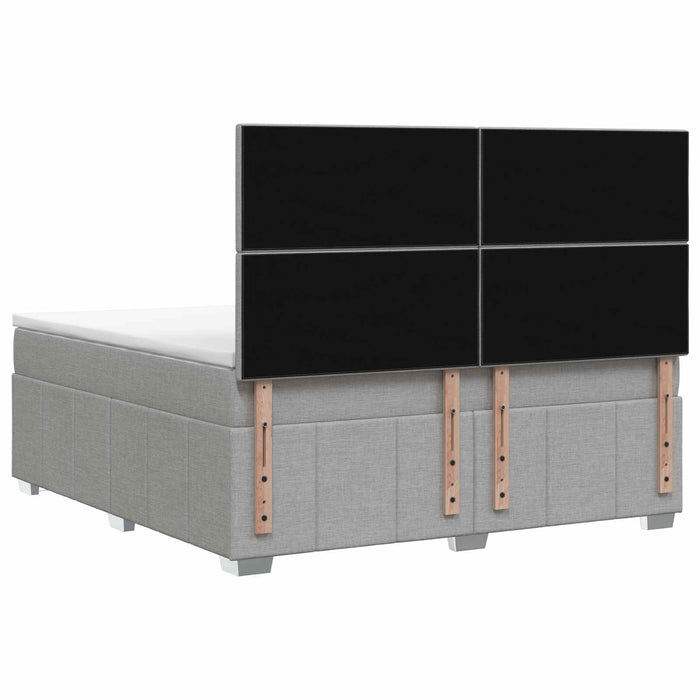 Pat cu arcuri LED și saltea Gri deschis 140 x 190 cm Țesătură WALTI