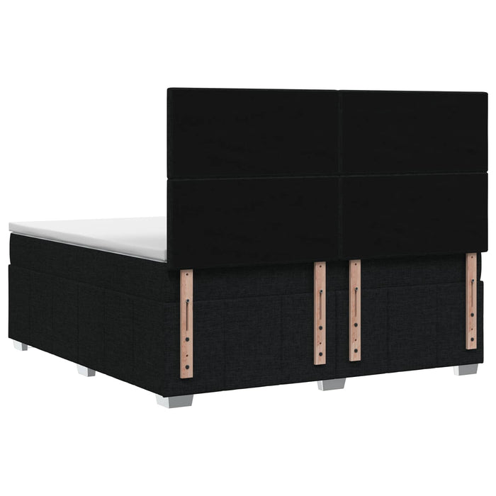 Pat cu arcuri LED și saltea Negru 140 x 190 cm Țesătură WALTI