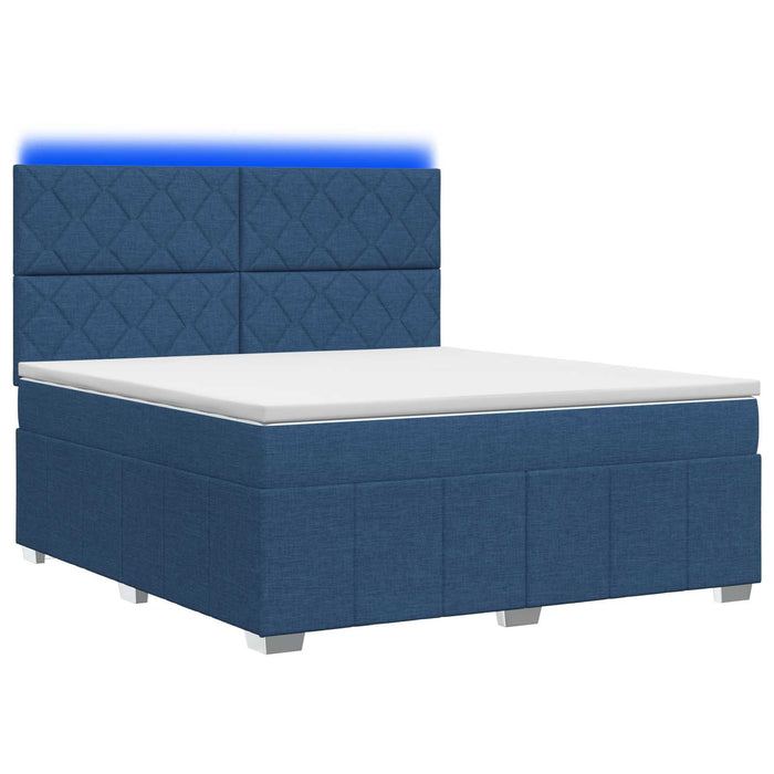 Pat cu arcuri LED și saltea albastru 140 x 190 cm Țesătură WALTI