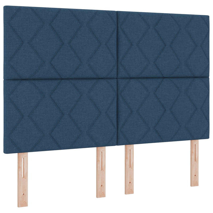 Pat cu arcuri LED și saltea albastru 140 x 190 cm Țesătură WALTI