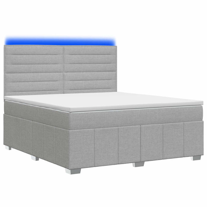 Pat cu arcuri LED și saltea Gri deschis 140 x 200 cm Țesătură WALTI