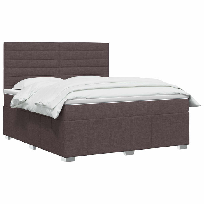 Pat cu arcuri LED și saltea Maro închis 140 x 200 cm Țesătură WALTI