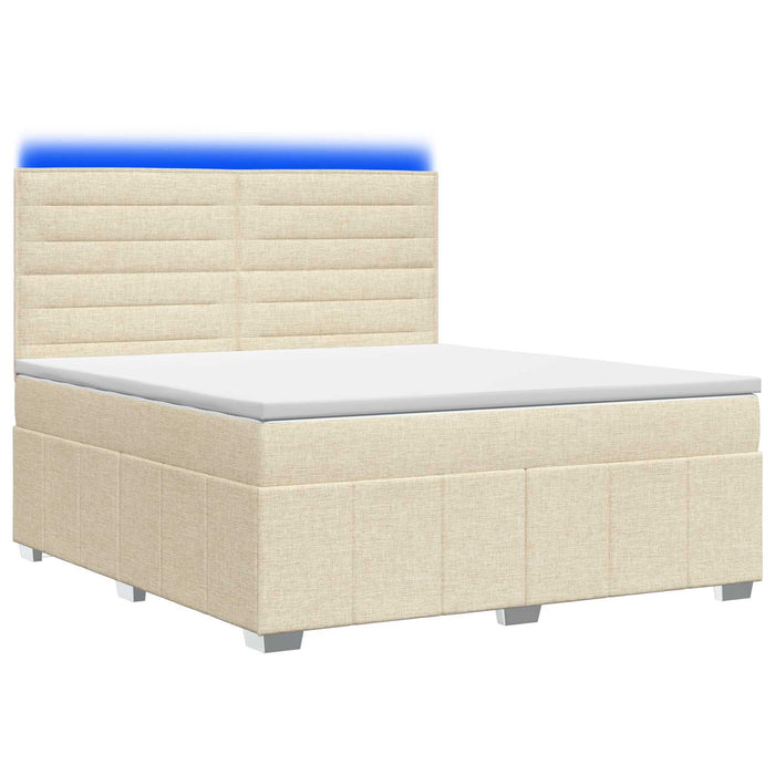 Pat cu arcuri LED și saltea Crem 140 x 200 cm Țesătură WALTI