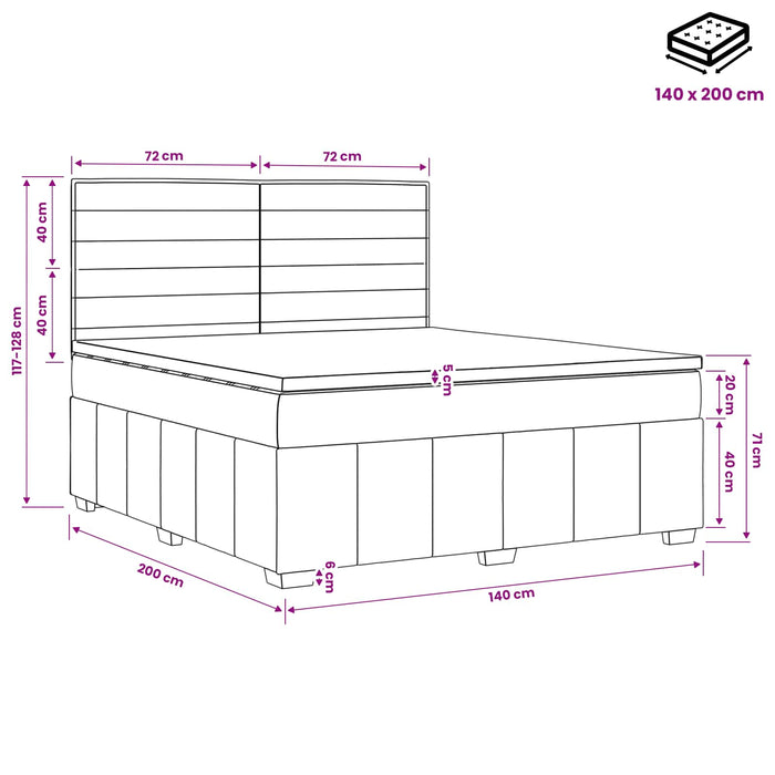 Pat cu arcuri LED și saltea albastru 140 x 200 cm Țesătură WALTI