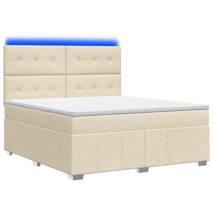 Pat cu arcuri LED și saltea Crem 140 x 200 cm Țesătură WALTI