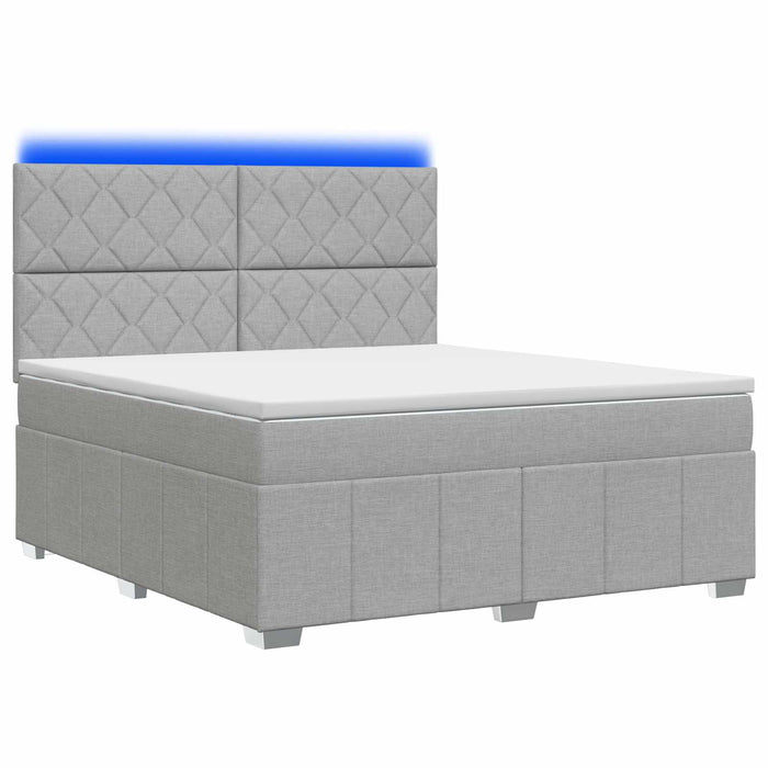 Pat cu arcuri LED și saltea Gri deschis 140 x 200 cm Țesătură WALTI
