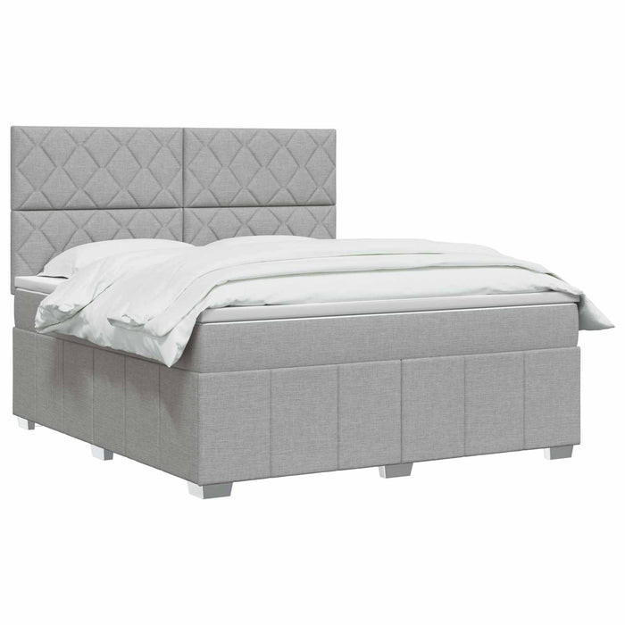 Pat cu arcuri LED și saltea Gri deschis 140 x 200 cm Țesătură WALTI