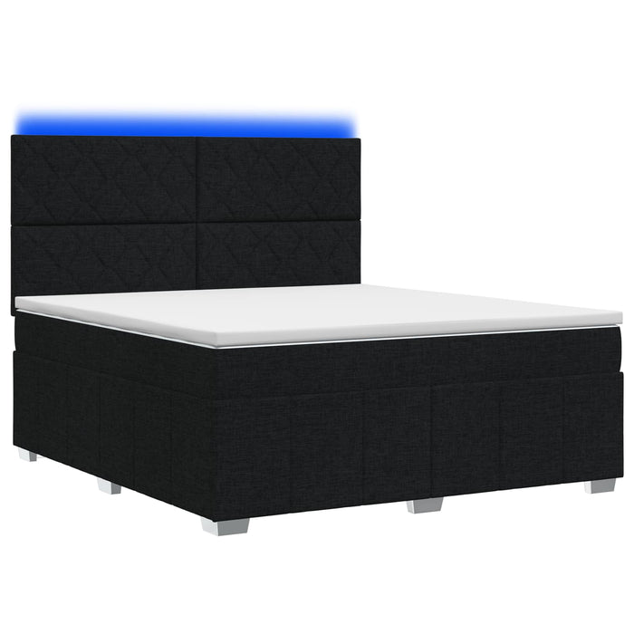 Pat cu arcuri LED și saltea Negru 140 x 200 cm Țesătură WALTI