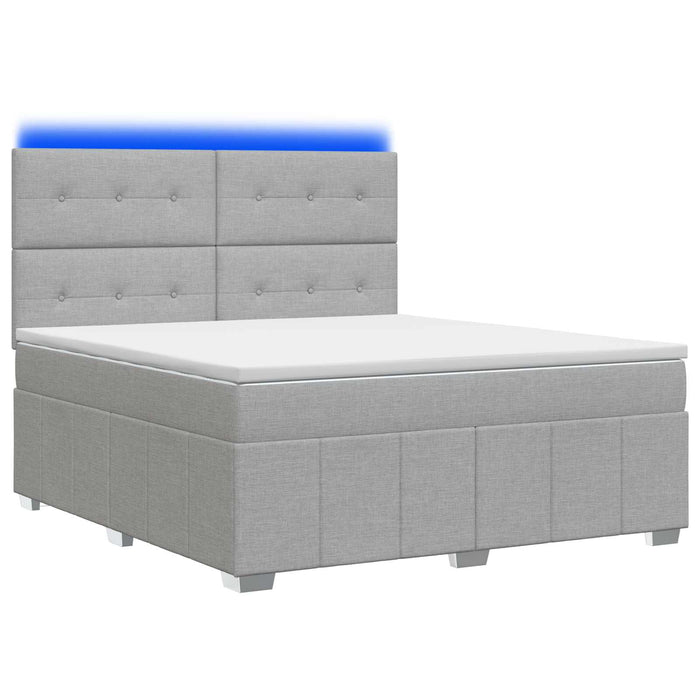 Pat cu arcuri LED și saltea Gri deschis 160 x 200 cm Țesătură WALTI