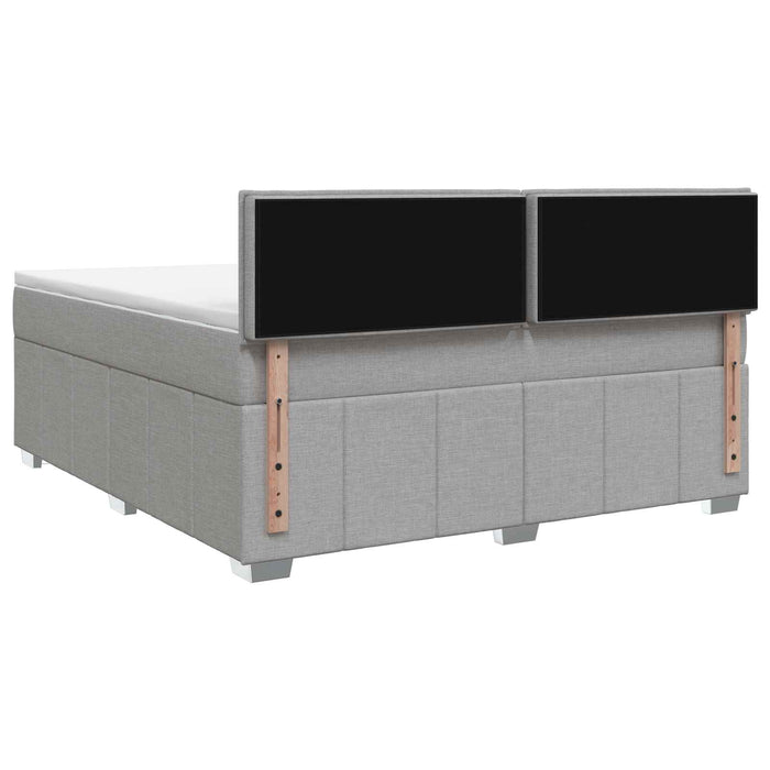 Pat cu arcuri LED și saltea Gri deschis 180 x 200 cm Țesătură WALTI