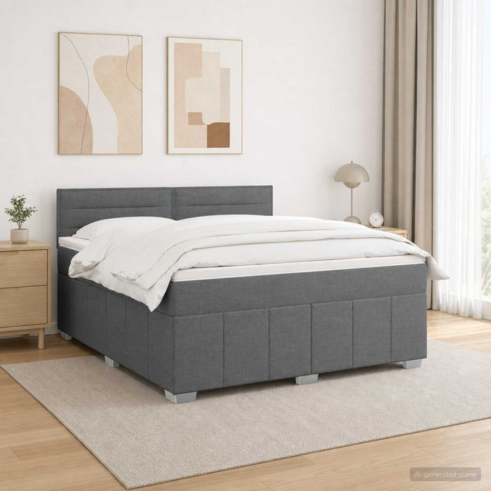 Pat cu arcuri LED și saltea Gri închis 180 x 200 cm Țesătură - WALTI WALTI