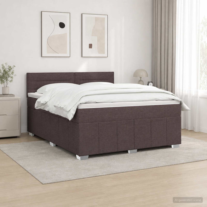Pat cu arcuri LED și saltea Maro închis 140 x 200 cm Țesătură WALTI