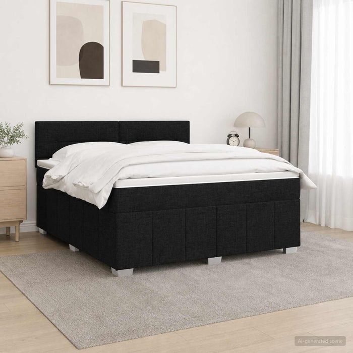 Pat cu arcuri LED și saltea Negru 140 x 190 cm Țesătură - WALTI WALTI