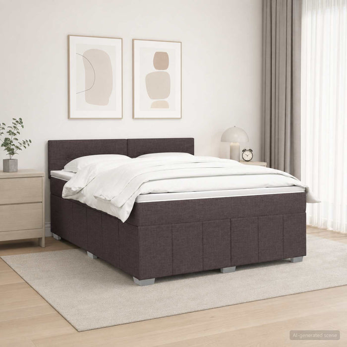 Pat cu arcuri LED și saltea Maro închis 180 x 200 cm Țesătură WALTI
