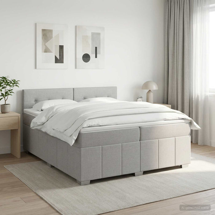 Pat cu arcuri LED și saltea Gri deschis 140 x 190 cm Țesătură WALTI