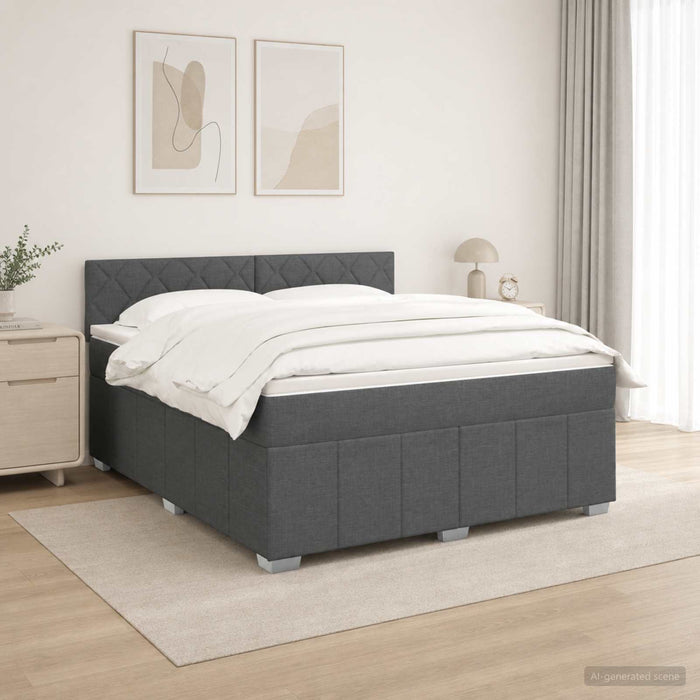 Pat cu arcuri LED și saltea Gri închis 140 x 200 cm Țesătură WALTI