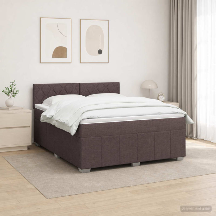 Pat cu arcuri LED și saltea Maro închis 140 x 200 cm Țesătură WALTI