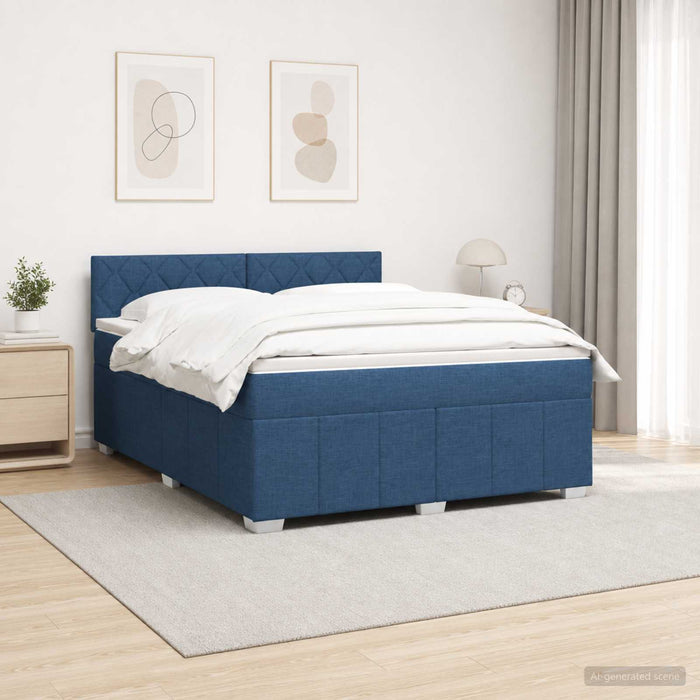 Pat cu arcuri LED și saltea albastru 160 x 200 cm Țesătură WALTI