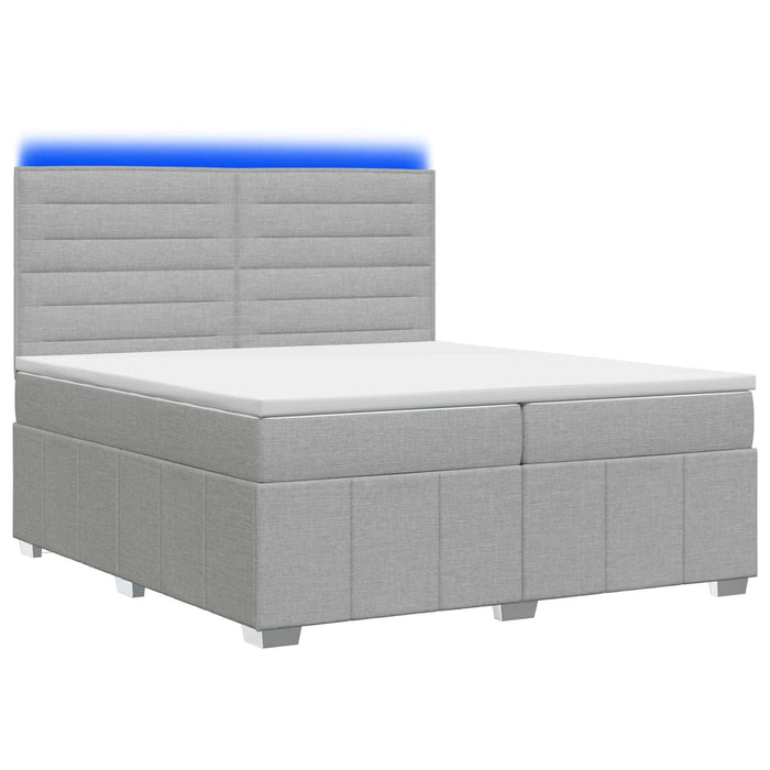 Pat cu arcuri LED și saltea Gri deschis 200 x 200 cm Țesătură WALTI