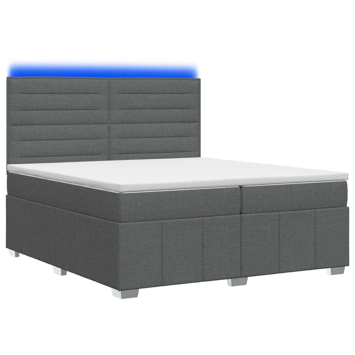 Pat cu arcuri LED și saltea Gri închis 200 x 200 cm Țesătură WALTI