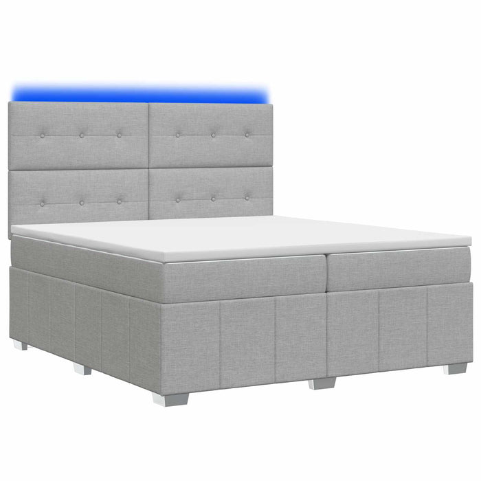 Pat cu arcuri LED și saltea Gri deschis 200 x 200 cm Țesătură WALTI